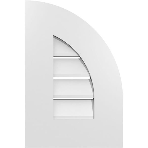 Ekena Millwork Quarter Round Top Right Surface Mount PVC Gable Vent w/ 3-1/2"W x 1"P Standard Frame, 12"W x 18"H GVPQR12X1801SF - main